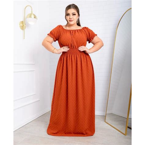 Vestido Feminino Longo Pipoquinha Elastex Moda Evangelica Plus Size