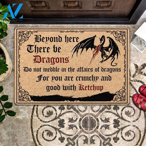 Dragon Beyond Here There Be Dragons Doormat Welcome Mat House