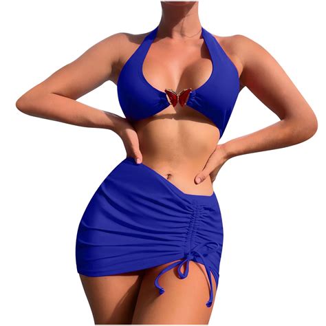 Wreesh Womens Piece Swimsuits Bikini Set With Swim Skirt Bathing Suit