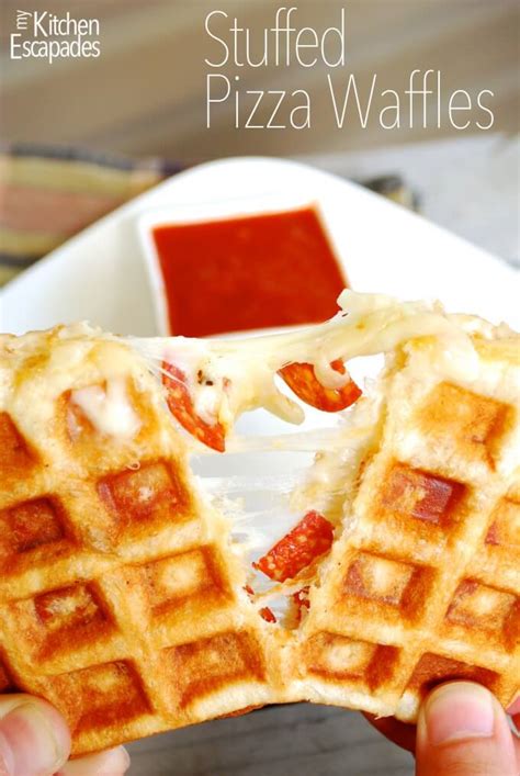 Pizza Waffles Stuffed With Cheese And Pepperoni