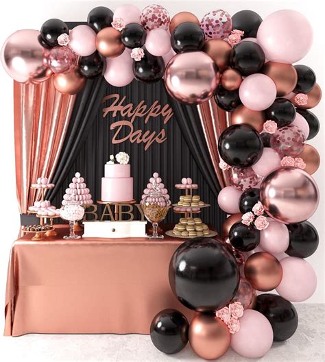 Kit de arco de globos metálicos cromados de 18 pulgadas color oro rosa