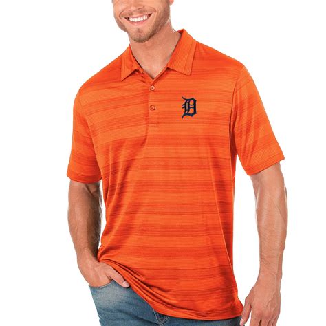 Mens Detroit Tigers Antigua Orange Compass Polo Official Detroit