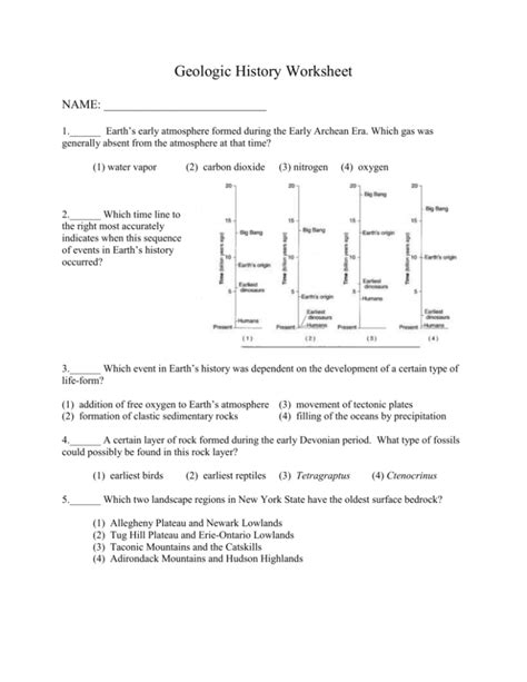 Review Worksheet On Geologic History