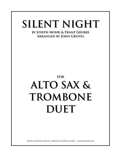 Silent Night Alto Sax And Trombone Duet Arr John Groves By Joseph