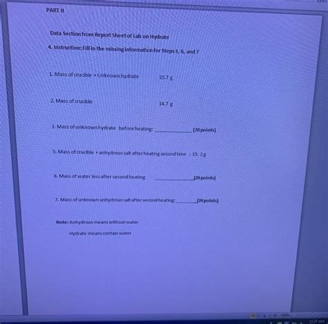 Solved Part 1 Data Section From Report Sheet Of Lab On