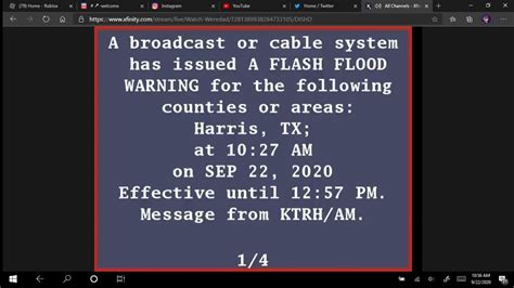 Eas Alert Flash Flood Warning September 222020 Youtube