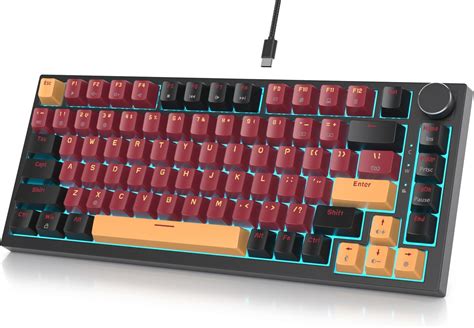 Fogruaden Wired 75 Percent Hot Swappable Mechanical Keyboard Red