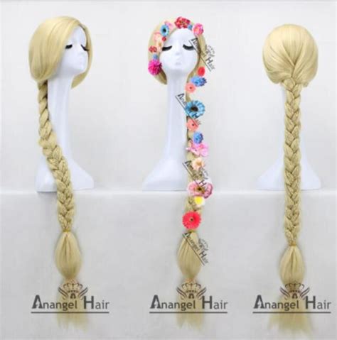 Movie Tangled Princess Rapunzel Wig For Cosplay Long Blonde Braid Synthetic Hair From Xn