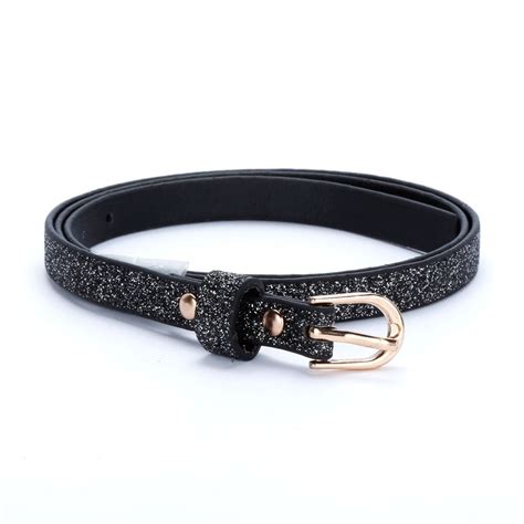 Ultra Skinny Glitter Belt Starry Night Black Etsy