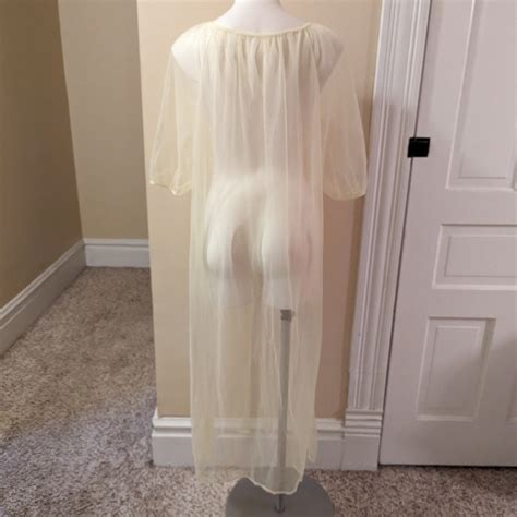 Vintage Intimates Sleepwear Vintage Bernliff Pale Yellow Sheer