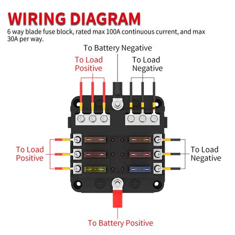 6way Dc 12v Fuse Holder Led Warning Indicator 6 Circuit Fuse Block Box With Negative Bus