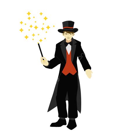 Magician Cartoon Performance Black Gold Magician Magic Change Magic