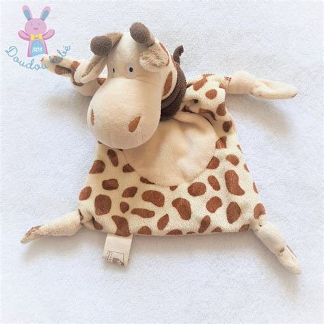 Doudou Plat Girafe Beige Marron Banque Populaire