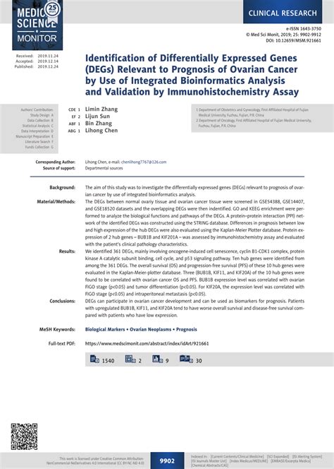 Pdf Identification Of Differentially Expressed Genes Degs Relevant