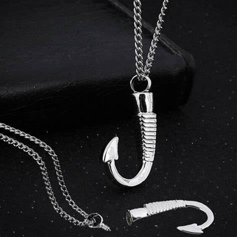 Fishhook Urn Necklace For Ashes Cremation Jewelry Keepsake Memorial