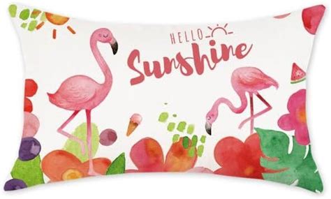 Homfreest Summer Flamingo Pillow Covers 12x20 Inch Hello