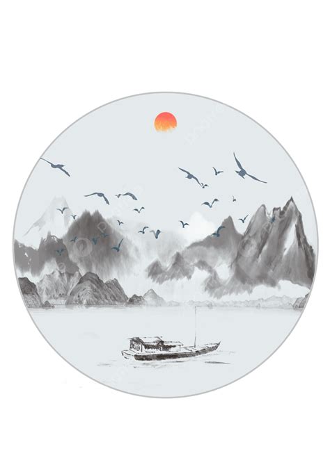 Chinese Style Ink Hd Transparent Chinese Feng Shui Ink Landscape