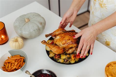 Premium Photo Whole Roasted Turkey Dinner For Thanksgiving With All