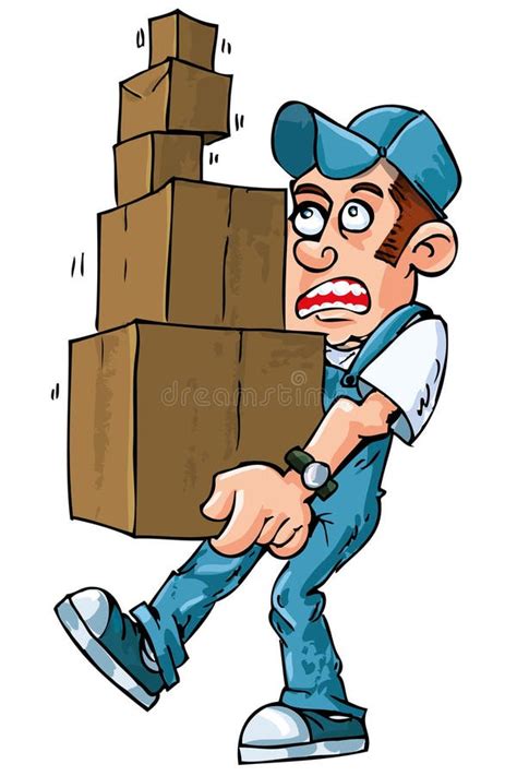 Cartoon Of Worker Carrying Boxes Stock Vector Illustration Of Drawn