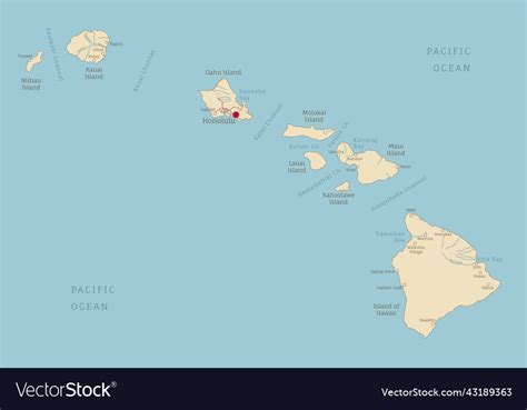 Highly detailed map of hawaii island american Vector Image