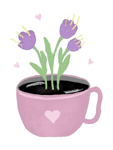 Cute Cup Of Coffee With Magical Flowers Colorful Illustration 26185016 Vector Art At Vecteezy