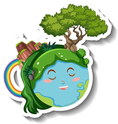 Smiling Earth Planet With Green Hair 5058499 Vector Art At Vecteezy