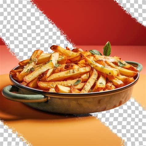 Premium Psd Turkish Homemade French Fries With Potatoes And Sujuk Sucuk In Frying Pan Isolated