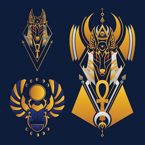 Premium Vector Vector Egypt Symbols Set Anubis Scarab