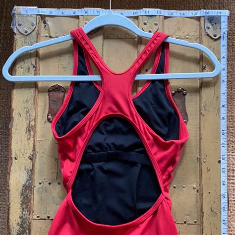 Red Lifeguard Stretch One Piece Bathing Suit Usa M Gem