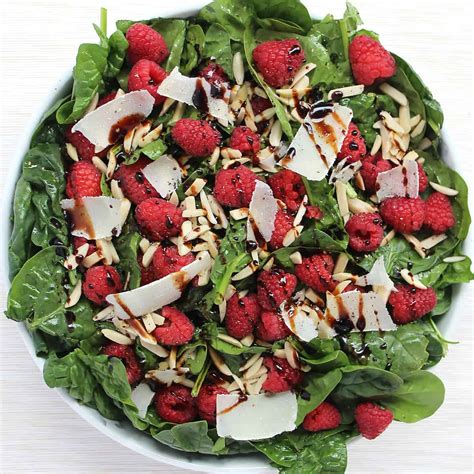 Spinach Raspberry Salad With Balsamic Reduction Bite On The Side