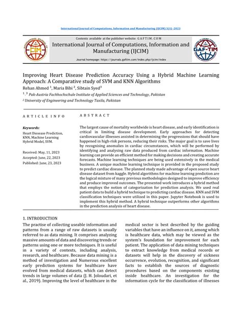 Pdf Improving Heart Disease Prediction Accuracy Using A Hybrid