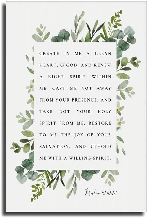 Psalm 5110 12 Create In Me A Clean Heart Bible Verse Print