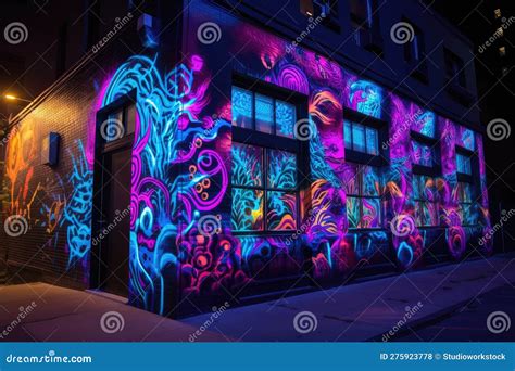 Blacklight And Uv Reactive Mural With Hidden Messages Stock Image