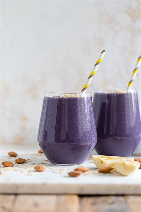 The Dreamiest Almond Milk Smoothie With Blueberries And Bananas It