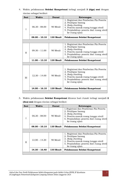 PENGUMUMAN JADWAL DAN TATA TERTIB PELAKSANAAN SELEKSI KOMPETENSI PADA