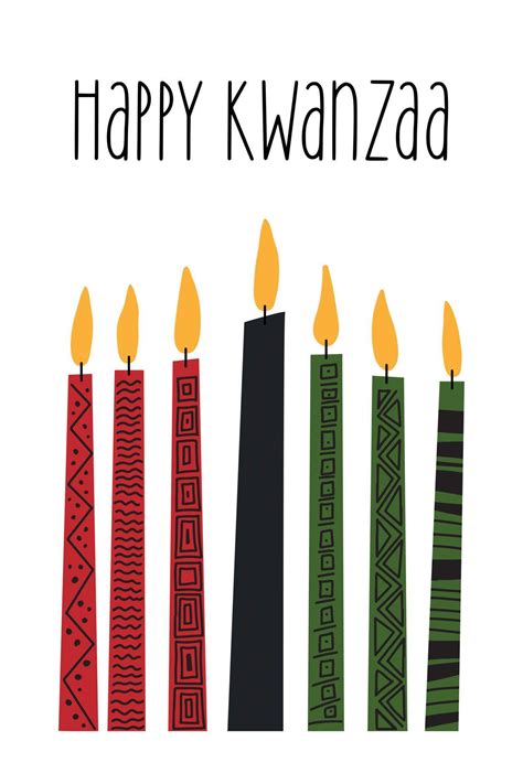 Kwanzaa Clip Art Seven Long Kinara Candles Red Black Green Cute