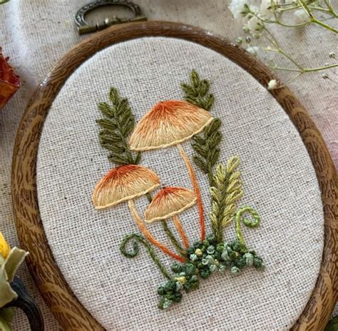 DIY Embroidery Pattern Mushroom Garden Etsy Australia