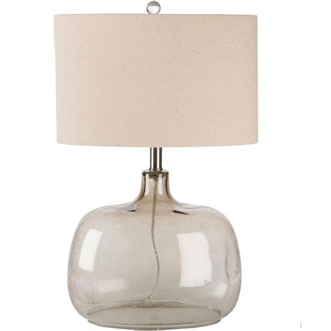 Dsi Fillable 20 25 In Clear Glass Table Lamp With Linen Shade 16493 The Home Depot