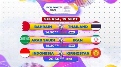 Saksikan Indonesia Vs Kirgistan Asian Games Malam Ini Di Inews