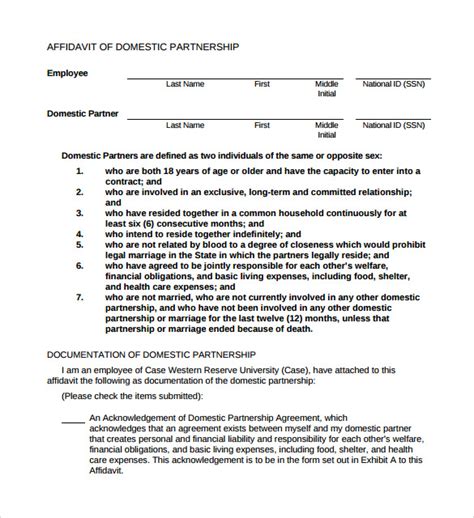 Sample Domestic Partnership Agreement 11 Free Documents In Pdf Word