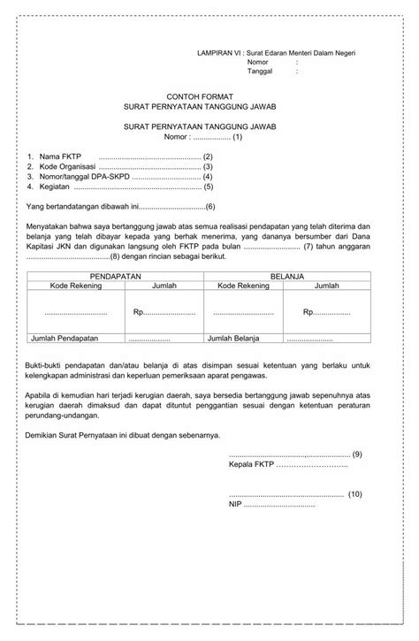 Pdf Contoh Format Surat Pernyataan Tanggung Jawab 3 Nomor Filetata Cara Pengisian Format