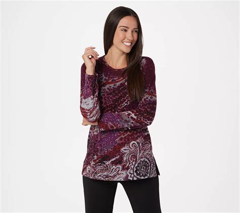 As Is Susan Graver Printed Sweater Knit Long Sleeve Tunic