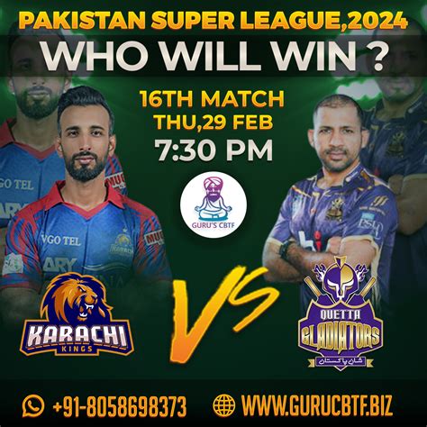 Karachi Kings Vs Quetta Gladiators Match Predictions