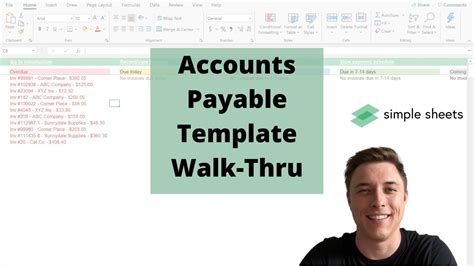 Accounts Payable Excel Template Step By Step Video Tutorial By Simple