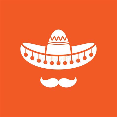 Sombrero Mexican Hat Black Icon Flat Logo Isolated On White Vector