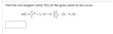 Solved Find The Unit Tangent Vector T T At The Given Point Chegg