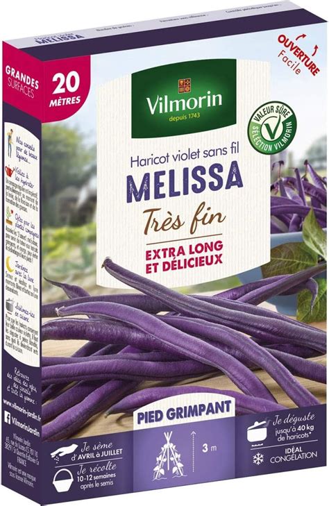 Vilmorin Haricot violet sans fil Melissa très fin 20 mètres Amazon