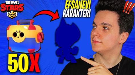 50 TANE MEGA KUTU AÇTIM EFSANEVİ KARAKTER ÇIKARTTIM l Brawl Stars