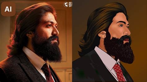 Easy Way To Create Vector Art Portrait Adobe Illustrator KGF Yash