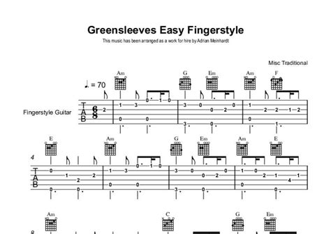 Greensleeves Easy Fingerstyle Tab Misc Traditional